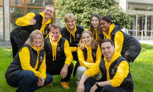 Hanken Business Lab staff dressed in merch