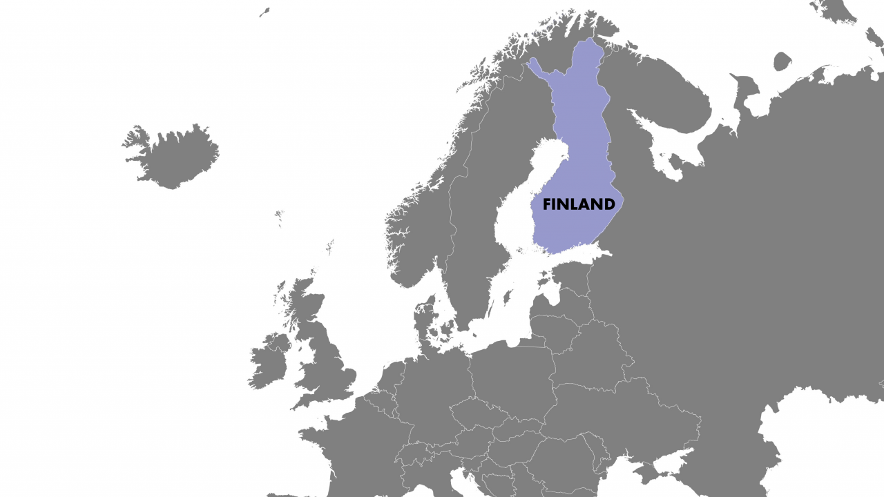 Map showing finland in the EU