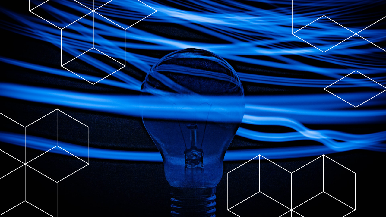 Abstract Hanken pattern over blue light bulb