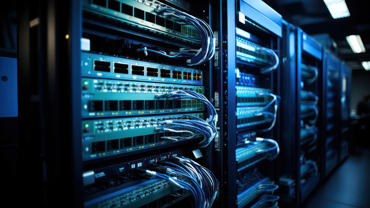 Room with servers and switches.