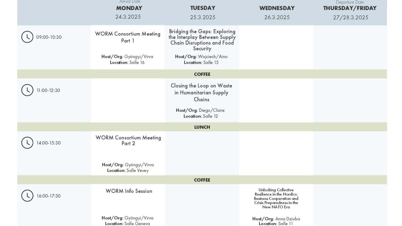 calendar of events for HNPW