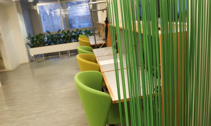 Desks and chairs in the library