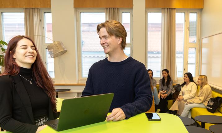 Student looking at computer