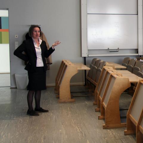 Professor Pia Polsa teaching students in a classroom