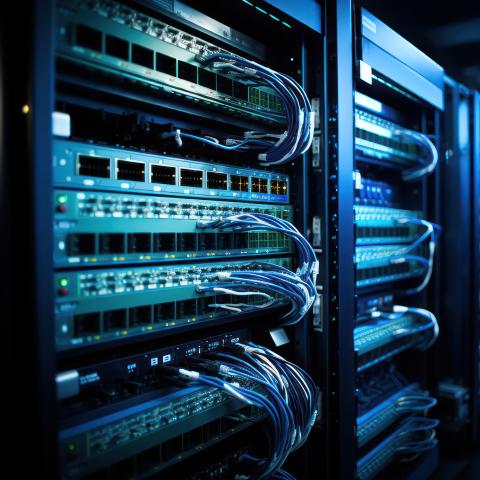 Room with servers and switches.